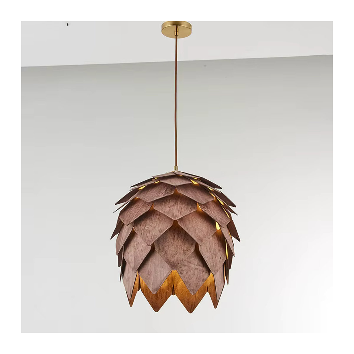 JINYU Pendelleuchte aus Holz im Retro-Bohemian-Stil in Walnussfarbe - Bild 4