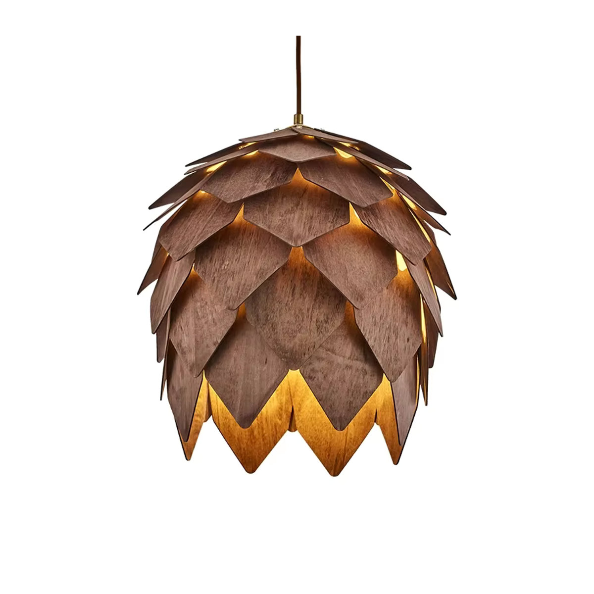 JINYU Pendelleuchte aus Holz im Retro-Bohemian-Stil in Walnussfarbe - Bild 5