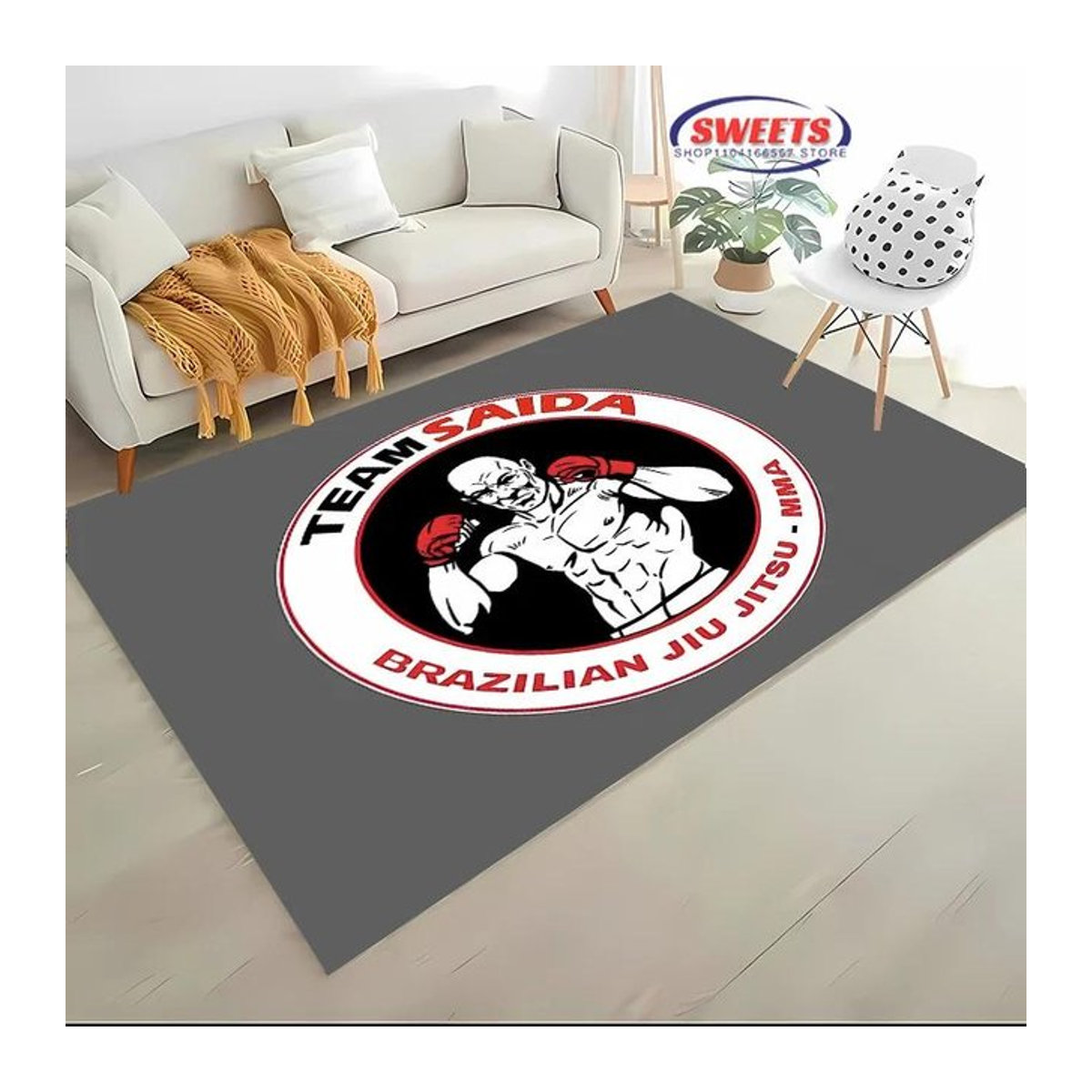 Jiu Jitsu MMA Druckteppich mit 3D HD Druck, rutschfeste und waschbare Bodematte für Wohnzimmer oder Schlafzimmer, B/B/H: 60 x 40 cm - Bild 1