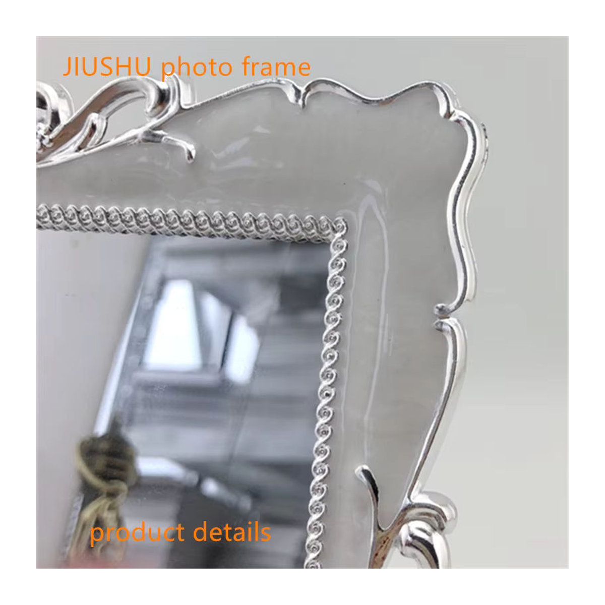 JIUSHU Metall Fotorahmen Silber Rechteckig als Tischaufsteller für Dekoration und Hochzeit - Bild 4