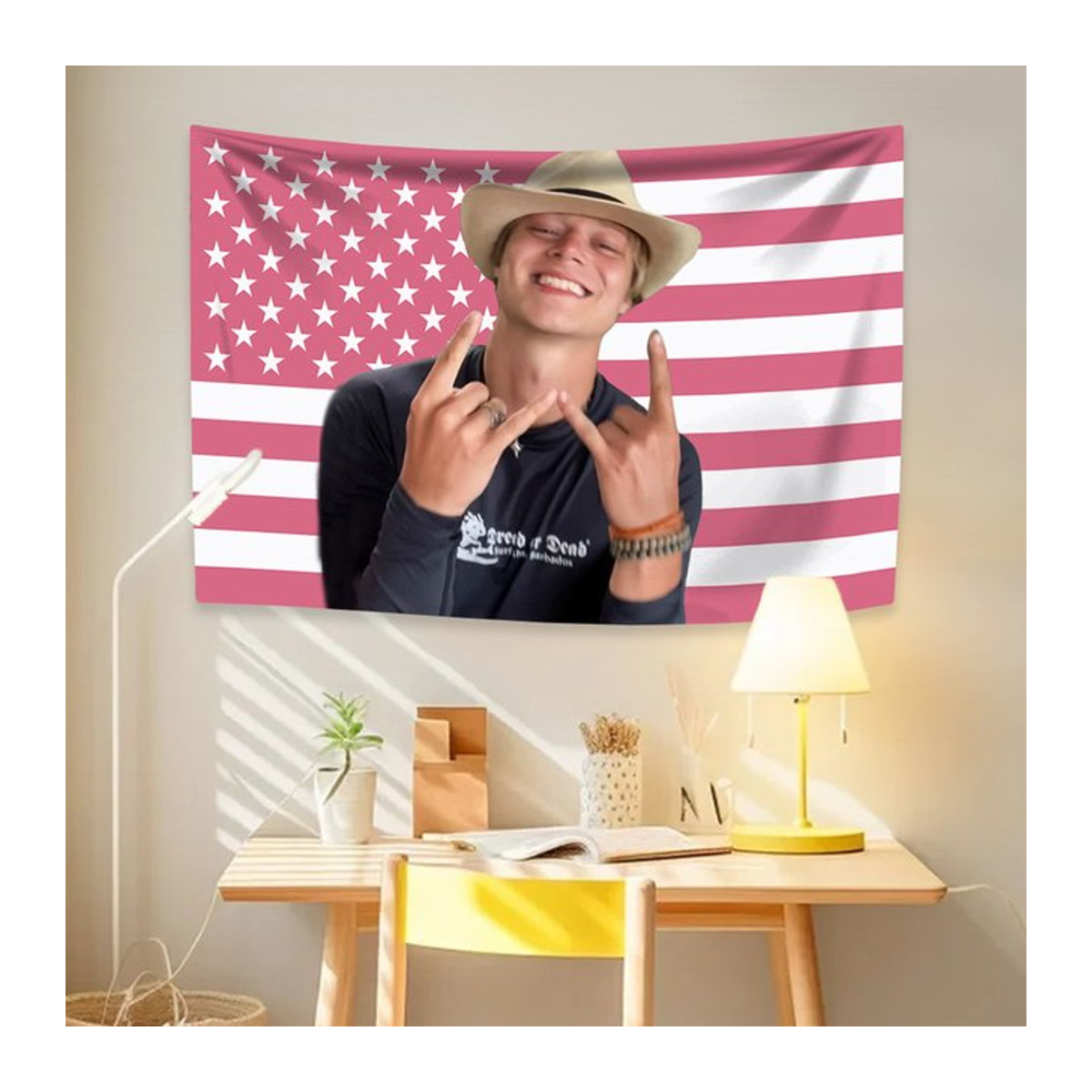 JJ Outerbanks Tapisserie Maybank Wandbehang mit amerikanischer Flagge, mehrfarbig, B/H: 60 x 60 cm - Bild 1