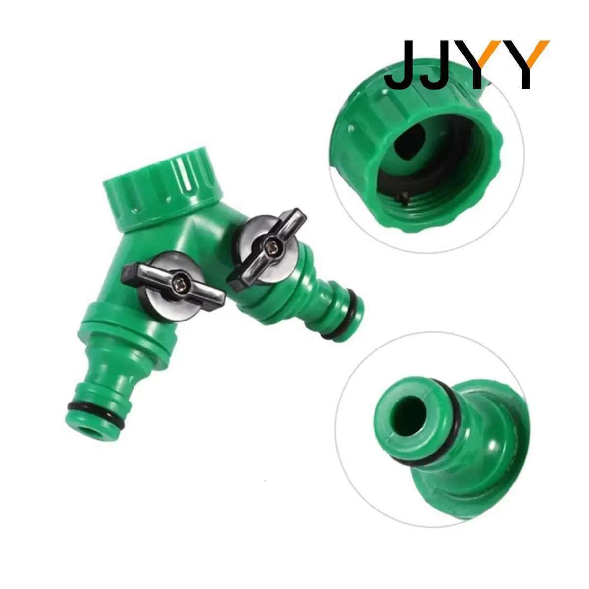 Jjyy 2-Wege-Rasenbewässerungssprüher mit Schlauchadapter und Anschlussstück in Grün - Bild 3
