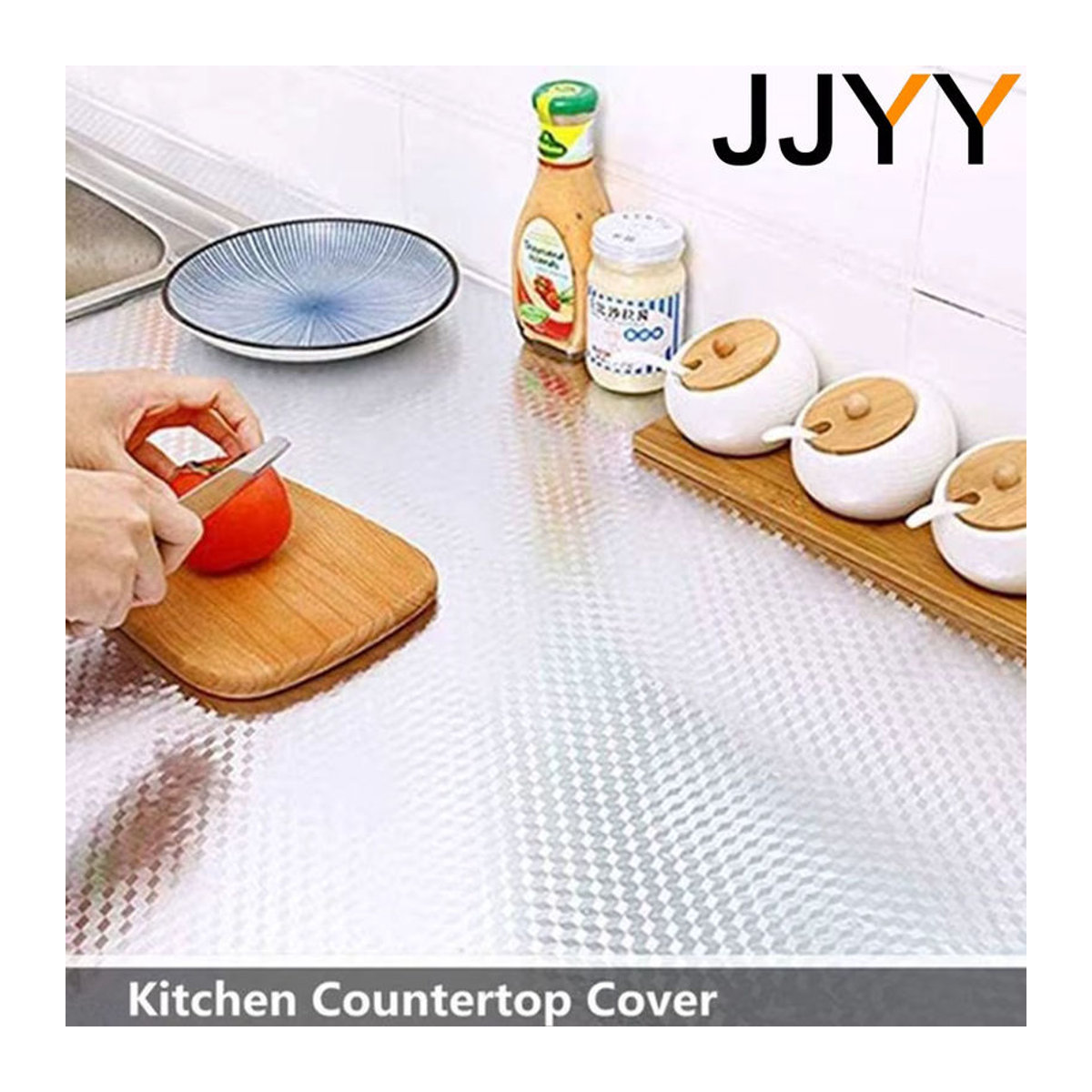 JJYY Aluminiumfolie Aufkleber Silber, wasserdicht und ölbeständig für Küche, Wand und Möbel, B: 40 cm, L: 100 cm - Bild 4