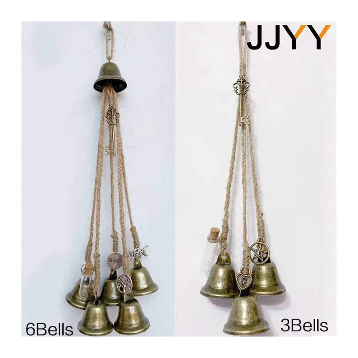 Jjyy Wandmontierte Windspiele aus Metall in Gold im Vintage-Stil mit geometrischem Design - Bild 1