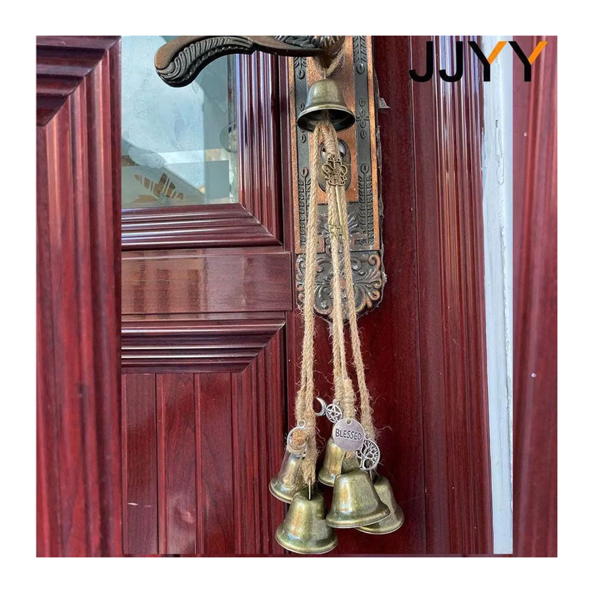 Jjyy Wandmontierte Windspiele aus Metall in Gold im Vintage-Stil mit geometrischem Design - Bild 3
