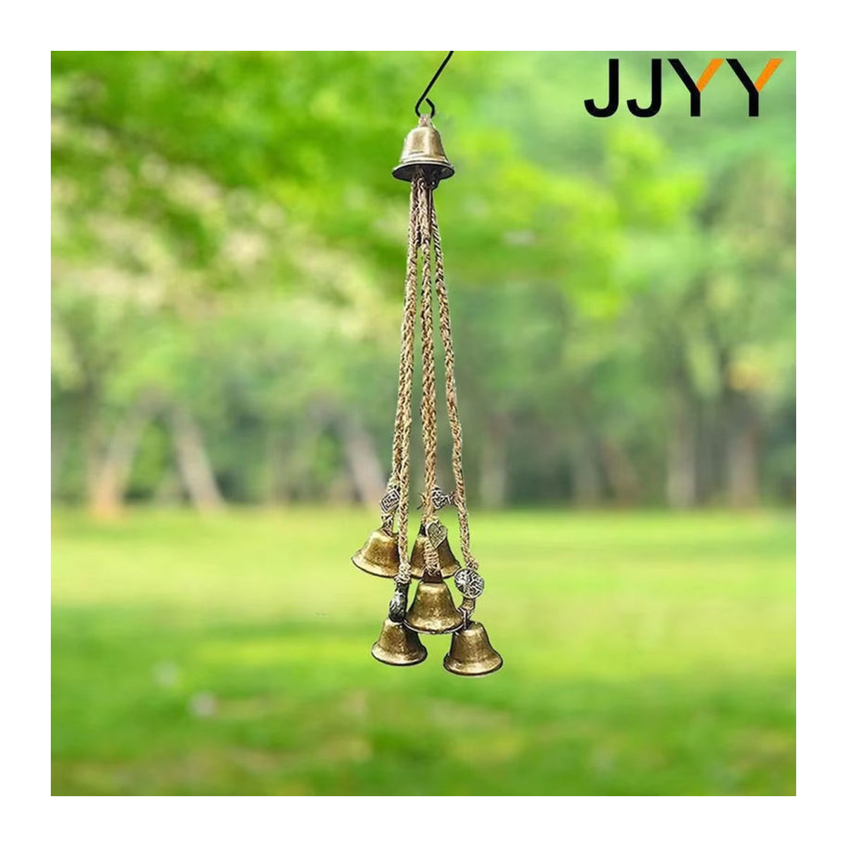 Jjyy Wandmontierte Windspiele aus Metall in Gold im Vintage-Stil mit geometrischem Design - Bild 4