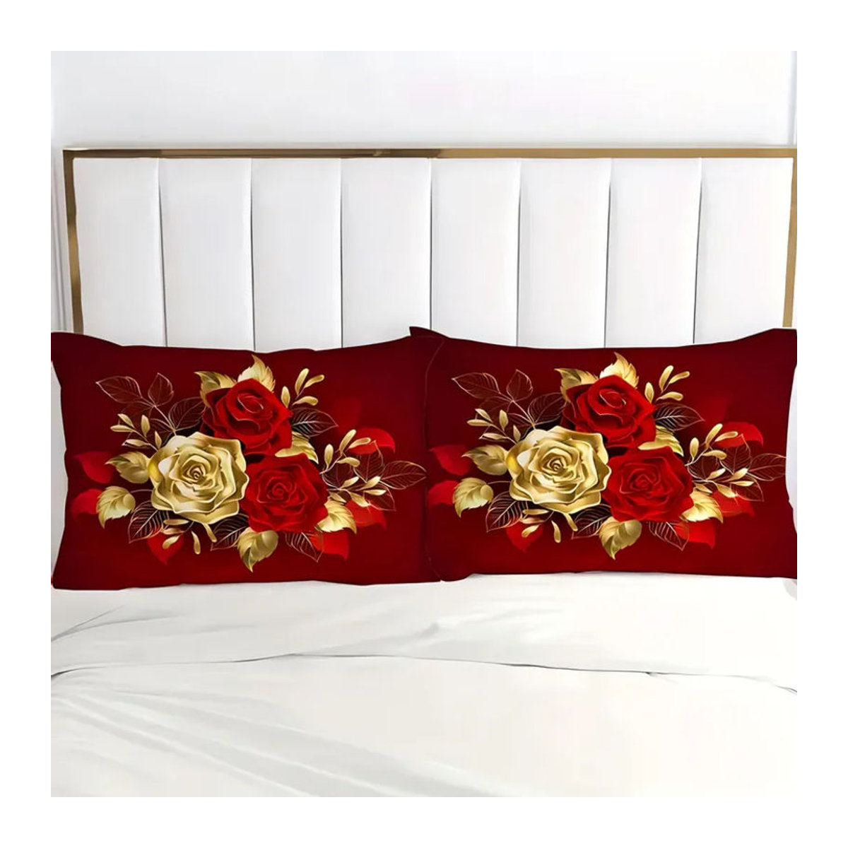 JMG Household Supplies Bettwäsche-Set mit floralem Rosenmuster in Gold, Bettbezug und Kissenbezug mit Reißverschluss, B/T/H: 135 x 200 cm - Bild 2