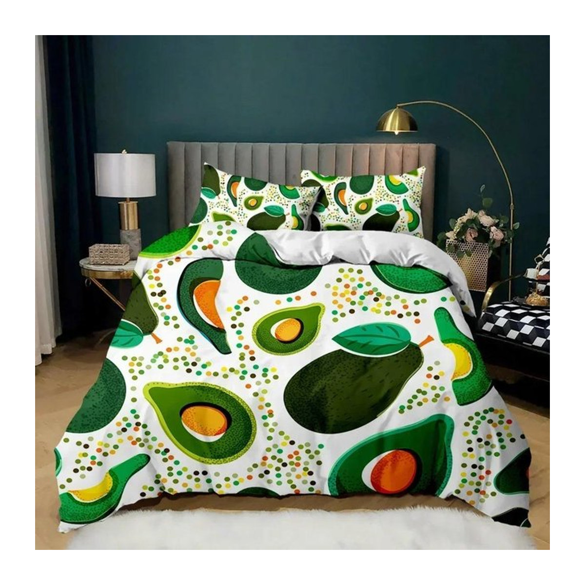 JMG Household Supplies Bettwäscheset Avocado Design in Grün mit Reißverschluss, B/H: 135 x 200 cm - Bild 1