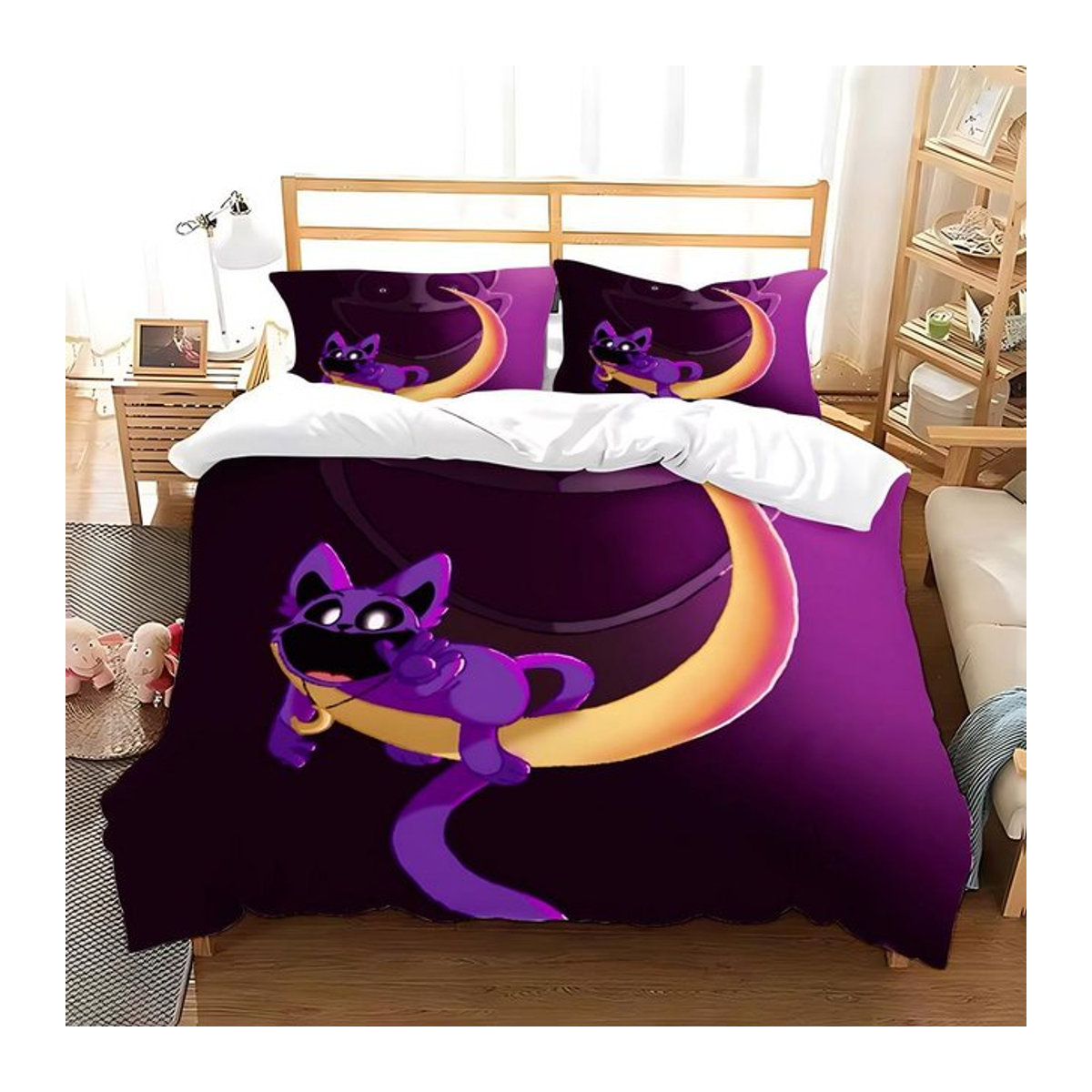 JMG Household Supplies Bettwäscheset CatNap x DogDay mit 3D-Druck in Lila, 2-3-teiliges Set bestehend aus Bettbezug und Kissenbezug, B/H: 200 x 230 cm - Bild 1