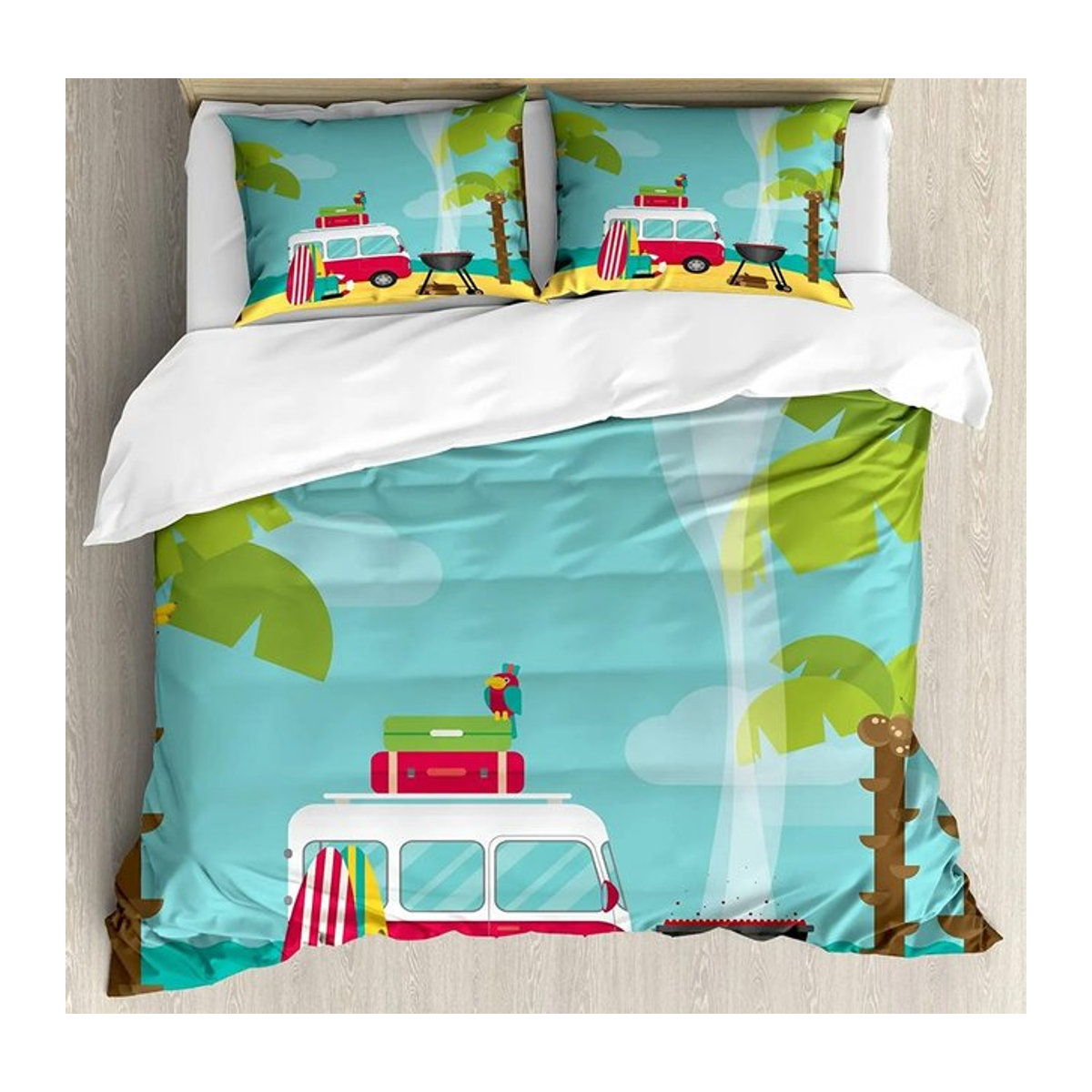 JMG Household Supplies Bettwäscheset Ferien Surf Design mit Kissenbezügen, Sport Reise Thema für Jungen und Mädchen, B/H: 135 x 200 cm - Bild 1