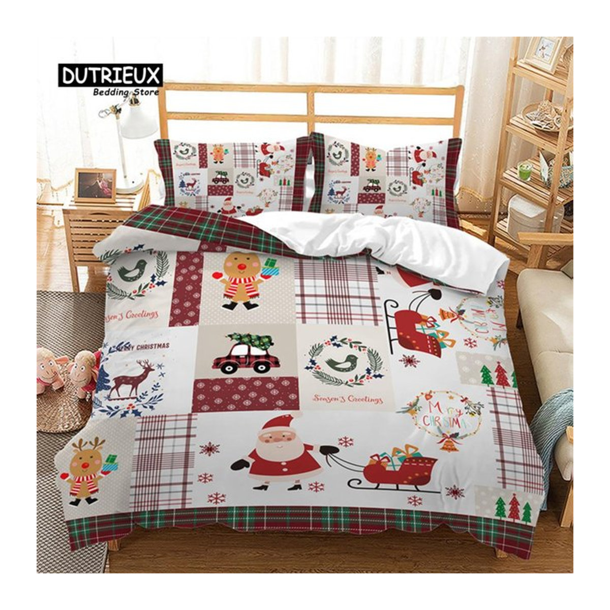 JMG Household Supplies Bettwäscheset Frohe Weihnachten in Weiß mit 3D-Druck aus Mikrofaser, B/H: 135 x 200 cm - Bild 1
