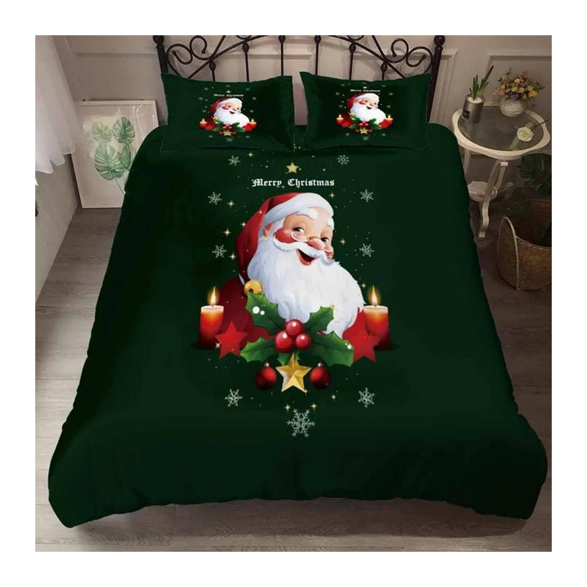 JMG Household Supplies Weihnachtliche Bettwäsche mit Schneemann- und Santa-Print, Bettbezug-Set mit Reißverschluss, B/H: 135 x 200 cm - Bild 1