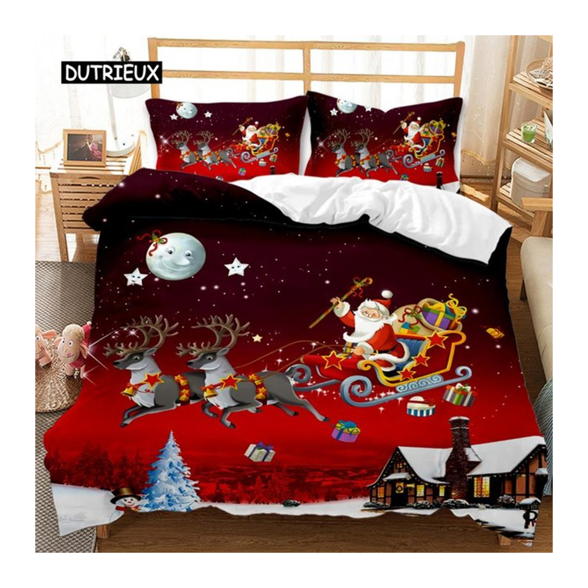 JMG Household Supplies Weihnachts-Bettwäsche-Set mit Weihnachtsmann-Motiv, Multicolor, B/H: 135 x 200 cm - Bild 1