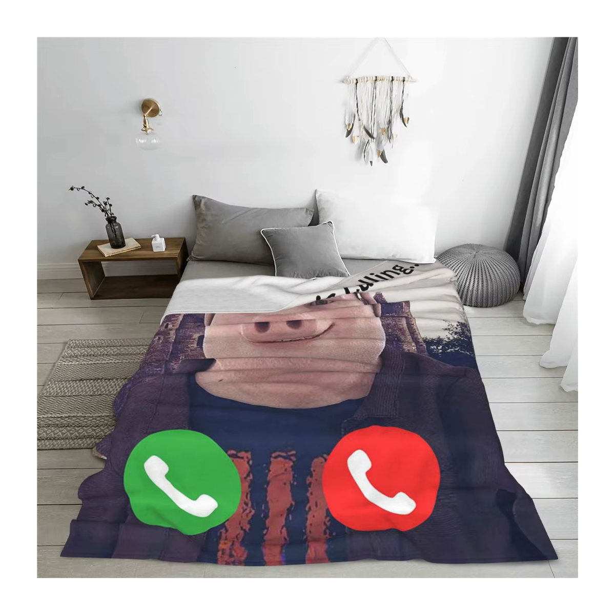 John Pork Flanell-Überwurfdecke aus Fleece in Schwarz und Mehrfarbig für Bett, Couch oder Reisen - Bild 2