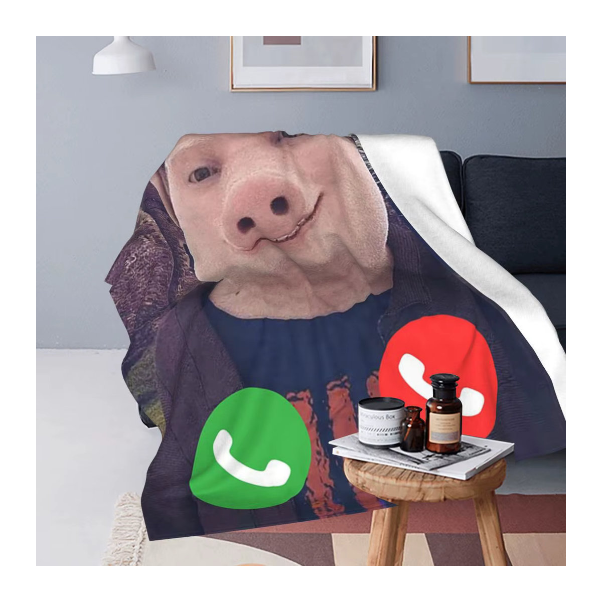 John Pork Flanell-Überwurfdecke aus Fleece in Schwarz und Mehrfarbig für Bett, Couch oder Reisen - Bild 3
