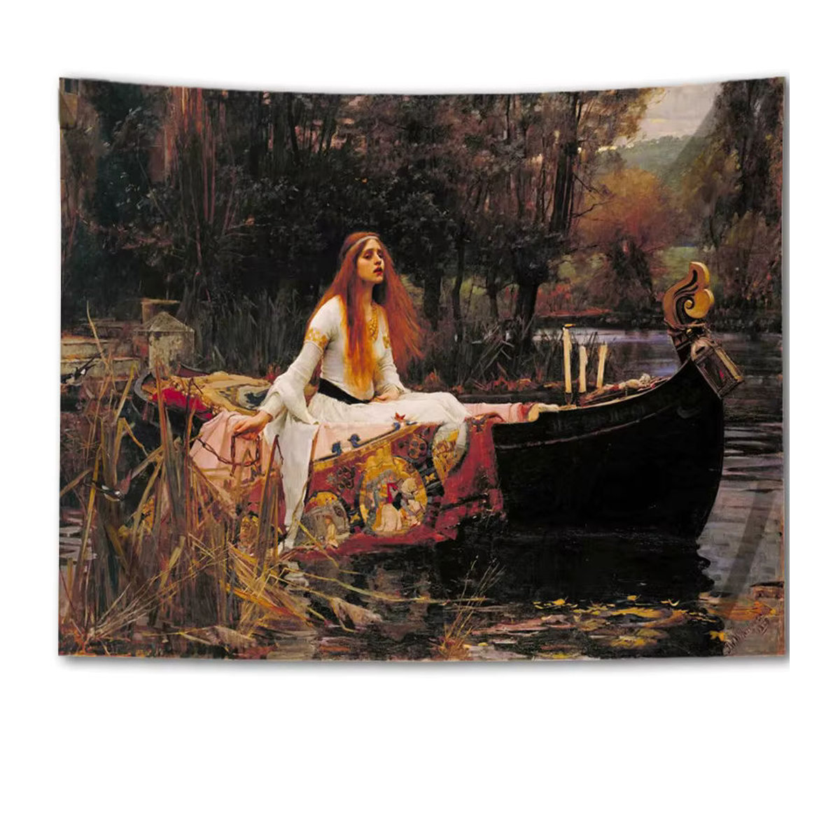 John William Waterhouse Die Dame von Shalott Wandbehang als mehrfarbiger Textildruck im Querformat von FFO - Bild 2