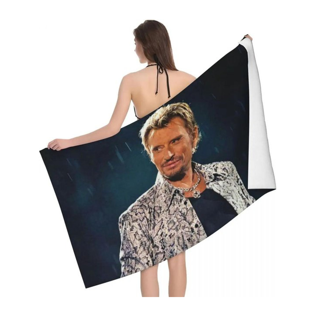 Johnny Hallyday Badestrandhandtuch aus Mikrofaser für Reise, Schwimmen und Camping, Breite: 30 cm, Höhe: 60 cm - Bild 1