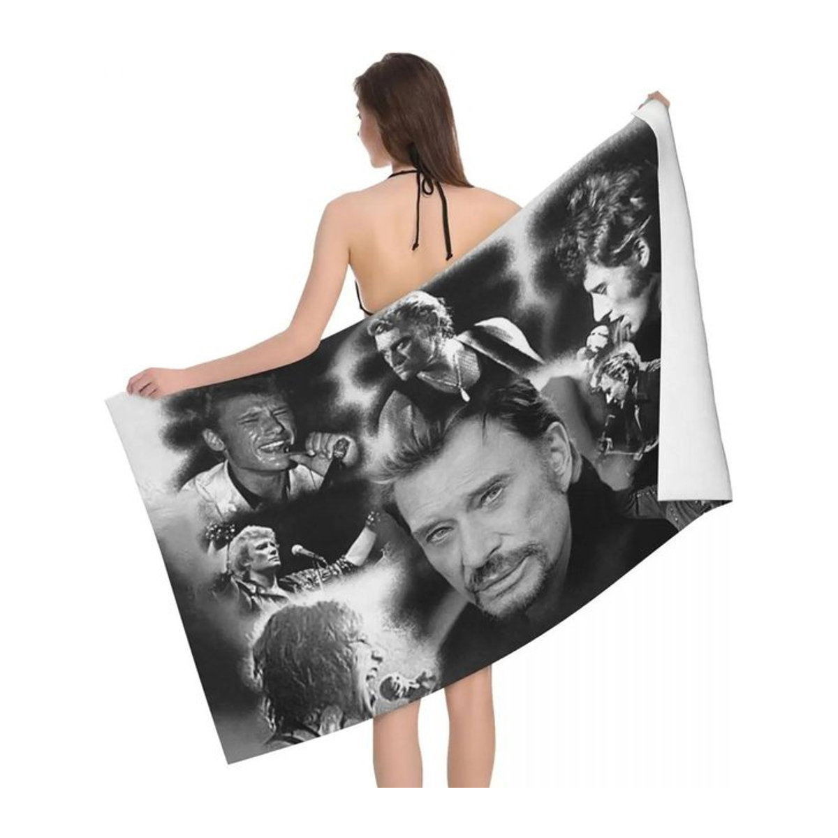 Johnny Hallyday Badestrandhandtuch aus Mikrofaser in Weiß, B: 76 cm, H: 152 cm - Bild 1