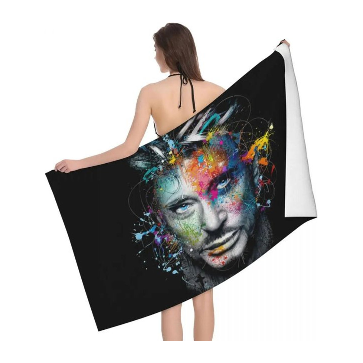 Johnny Hallyday Badestrandhandtuch aus Mikrofaser Multicolor B: 63 cm, H: 120 cm - Bild 1