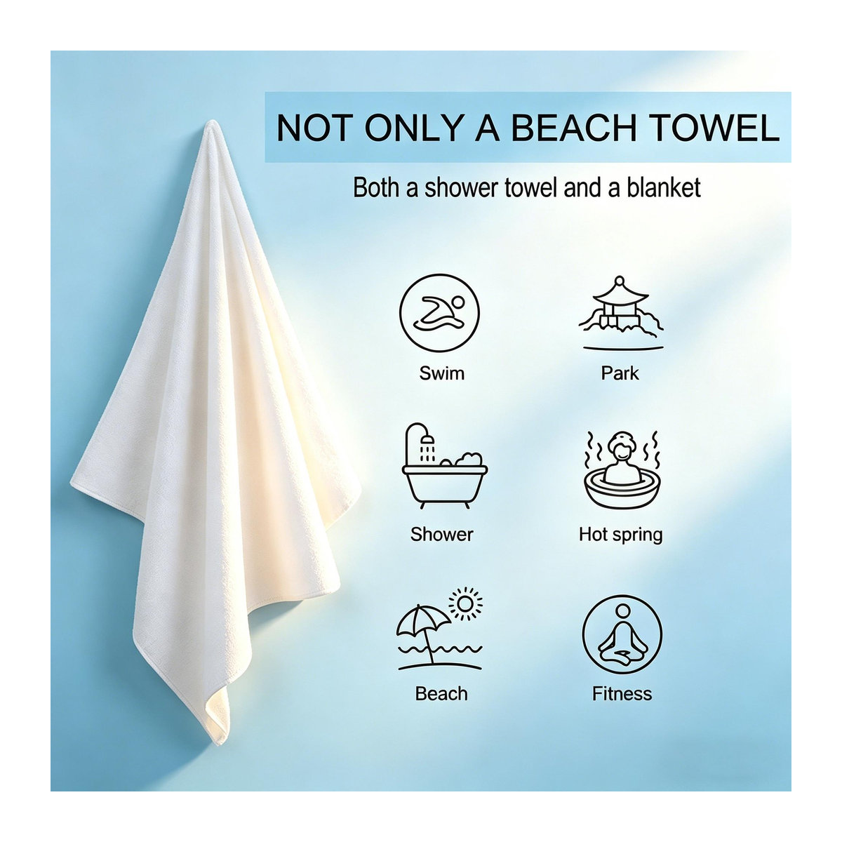 Johnny Hallyday Mikrofaser Strandtuch in Weiß, B: 45 cm, H: 90 cm - Bild 1