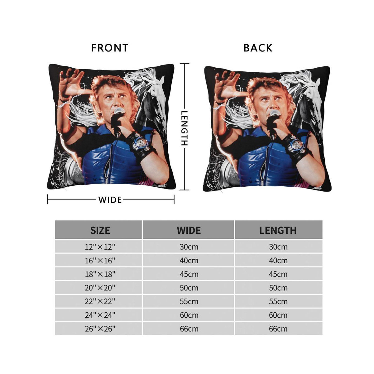 Johnny Hallyday Rockstar Kissenbezug aus Peach Skin für Sofa und Heimdekoration, B/T/H: 18 x 18 x 18 cm - Bild 1
