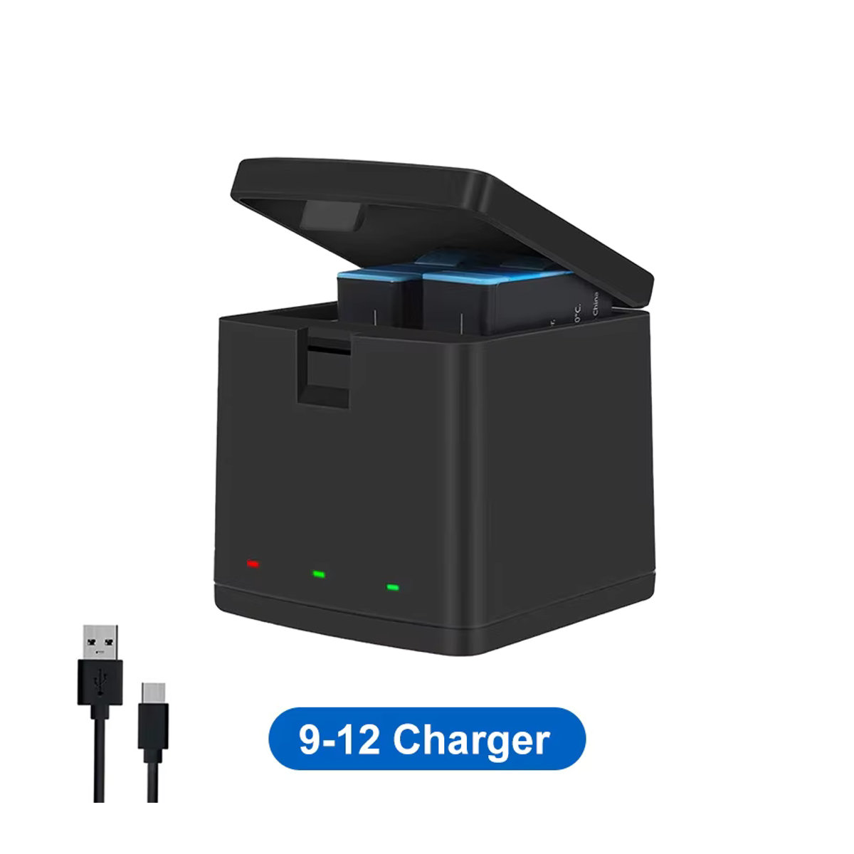 Jollmono Akku-Set für GoPro Hero 12 11 10 9 mit 2000 mAh Akku, Schnellladegerät und TF-Karte in Schwarz - Bild 5