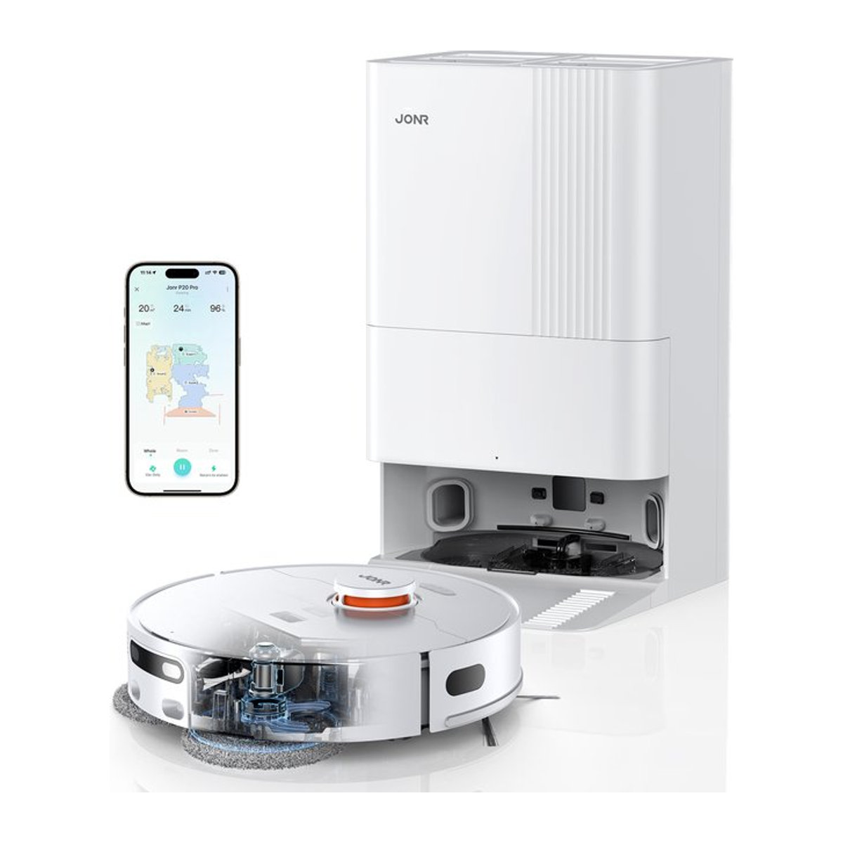 JONR Robotstaubsauger P20 Pro International Edition in Weiß mit Saug- und Wischfunktion sowie automatischer Reinigung und Staubaufnahme - Bild 1