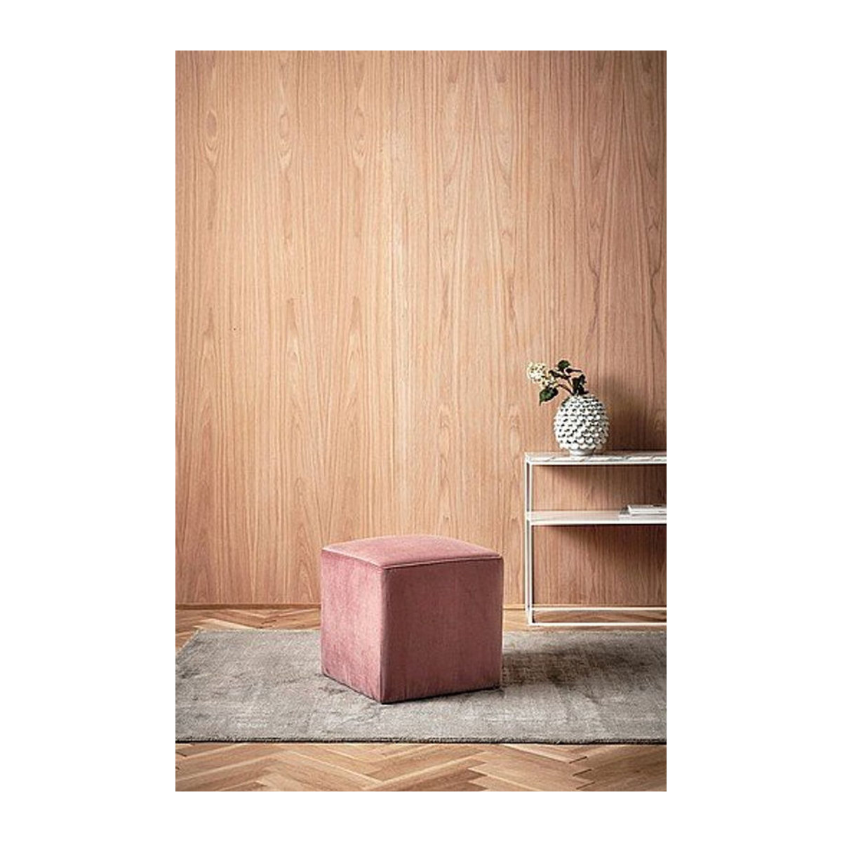 Jotex Sitzwürfel SEATTLE aus Samt in Rosa B/T/H: 40 x 40 x 40 cm - Bild 1