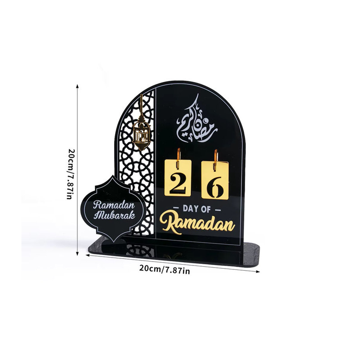 joy-enlife Acryl Ramadan Countdown Kalender mit Basis als Tischdekoration für Eid und Ramadan in Weiß und Schwarz - Bild 3
