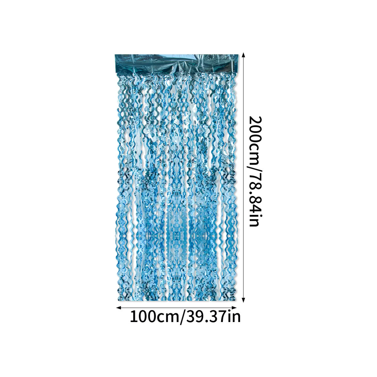 Joy-enlife Glitzer Lametta Vorhang in Hellblau mit Wellen-Optik für Party-Dekoration, Geburtstag, Hochzeit oder Baby Shower, Rechteckig, B: 200 cm, H: 100 cm - Bild 5
