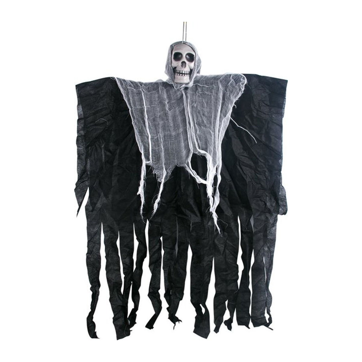 joy-enlife Halloween Dekoration Hängende Schädel Skelett und Geist Ornamente aus Textil in Schwarz - Bild 1