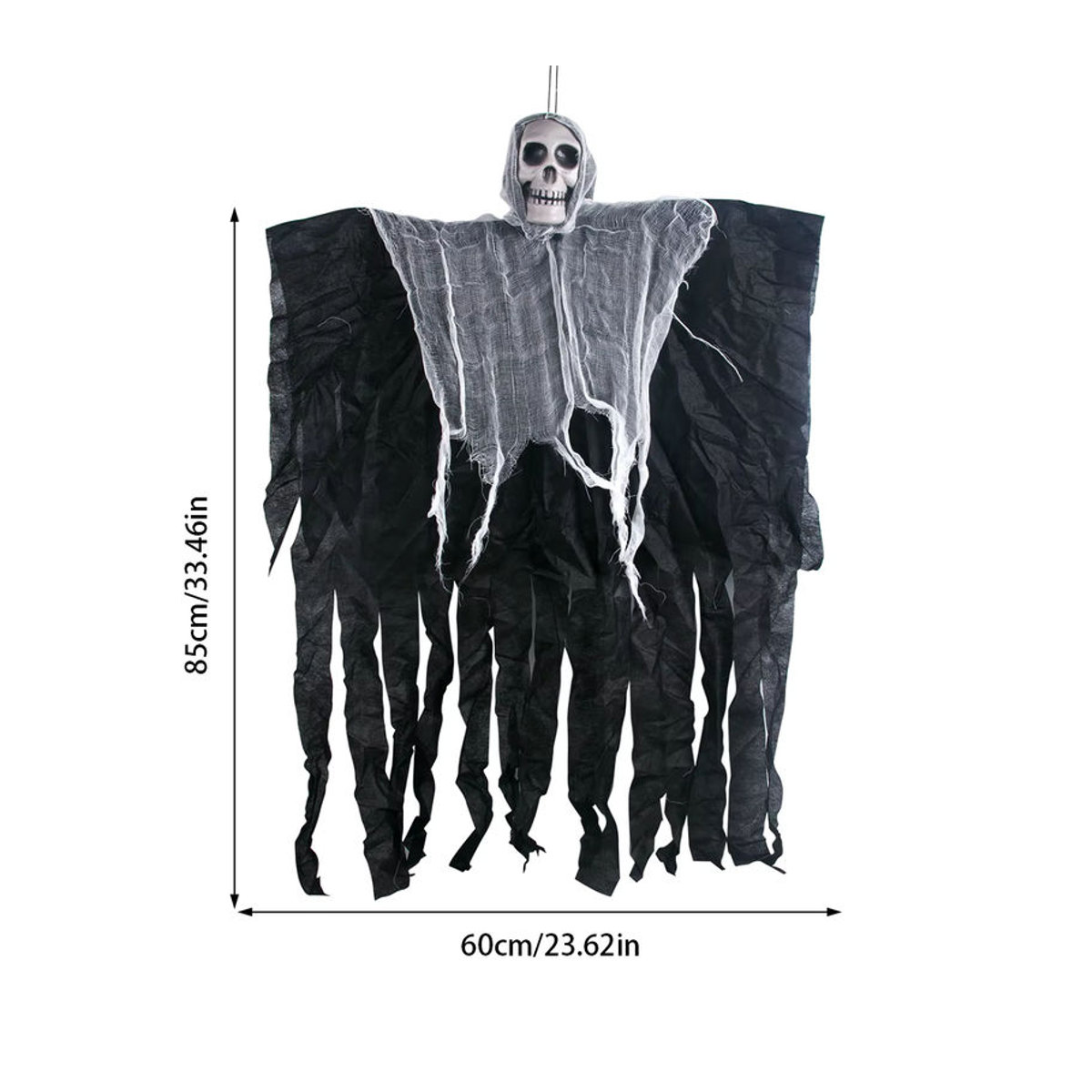 joy-enlife Halloween Dekoration Hängende Schädel Skelett und Geist Ornamente aus Textil in Schwarz - Bild 3