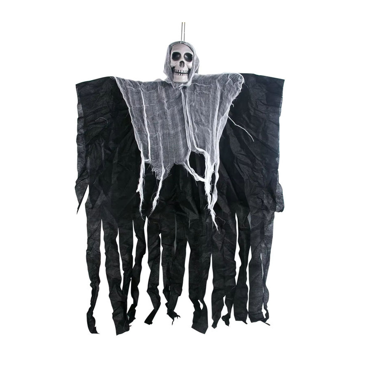 joy-enlife Halloween Dekoration Hängende Schädel Skelett und Geist Ornamente aus Textil in Schwarz - Bild 4