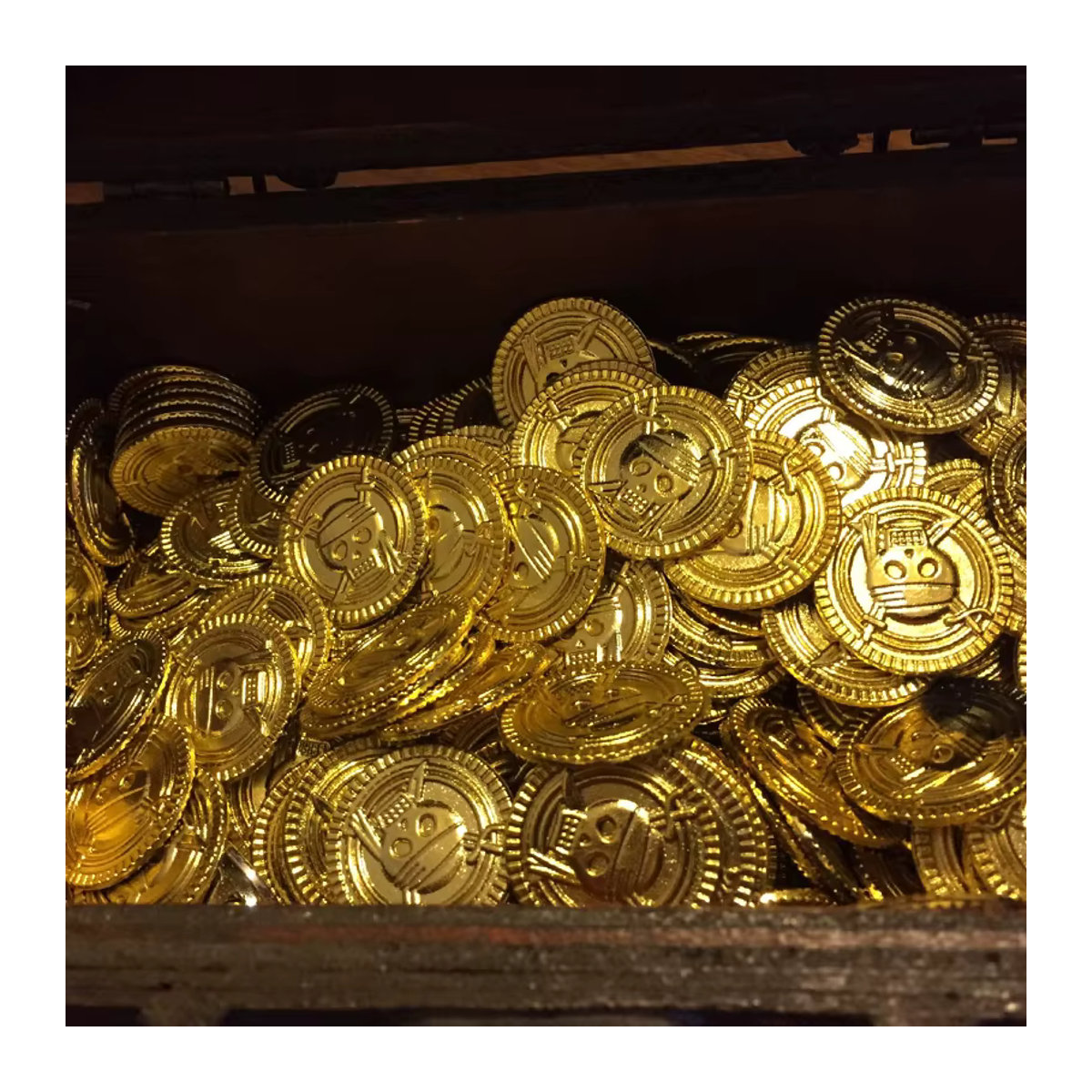 joy-enlife Piraten Goldmünzen aus Kunststoff für Kinder als Schatzmünzen Requisiten für Halloween und Geburtstag in Gold - Bild 3