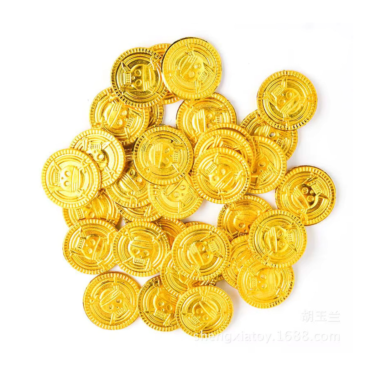 joy-enlife Piraten Goldmünzen aus Kunststoff für Kinder als Schatzmünzen Requisiten für Halloween und Geburtstag in Gold - Bild 5