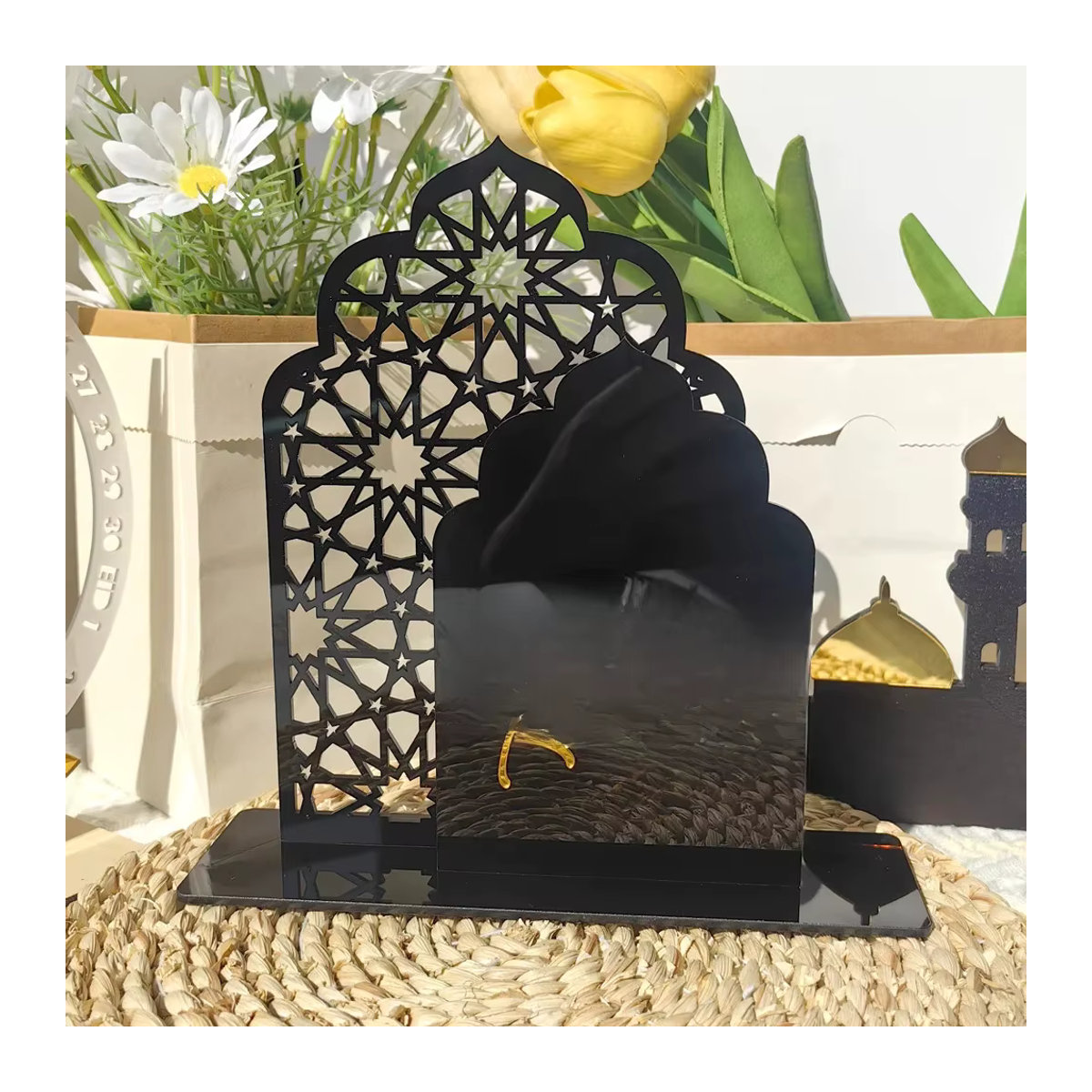 Joy-enlife Ramadan Ornamente Eid Mubarak aus Acryl in Gold, Schwarz und Weiß für deine Tischdekoration - Bild 5