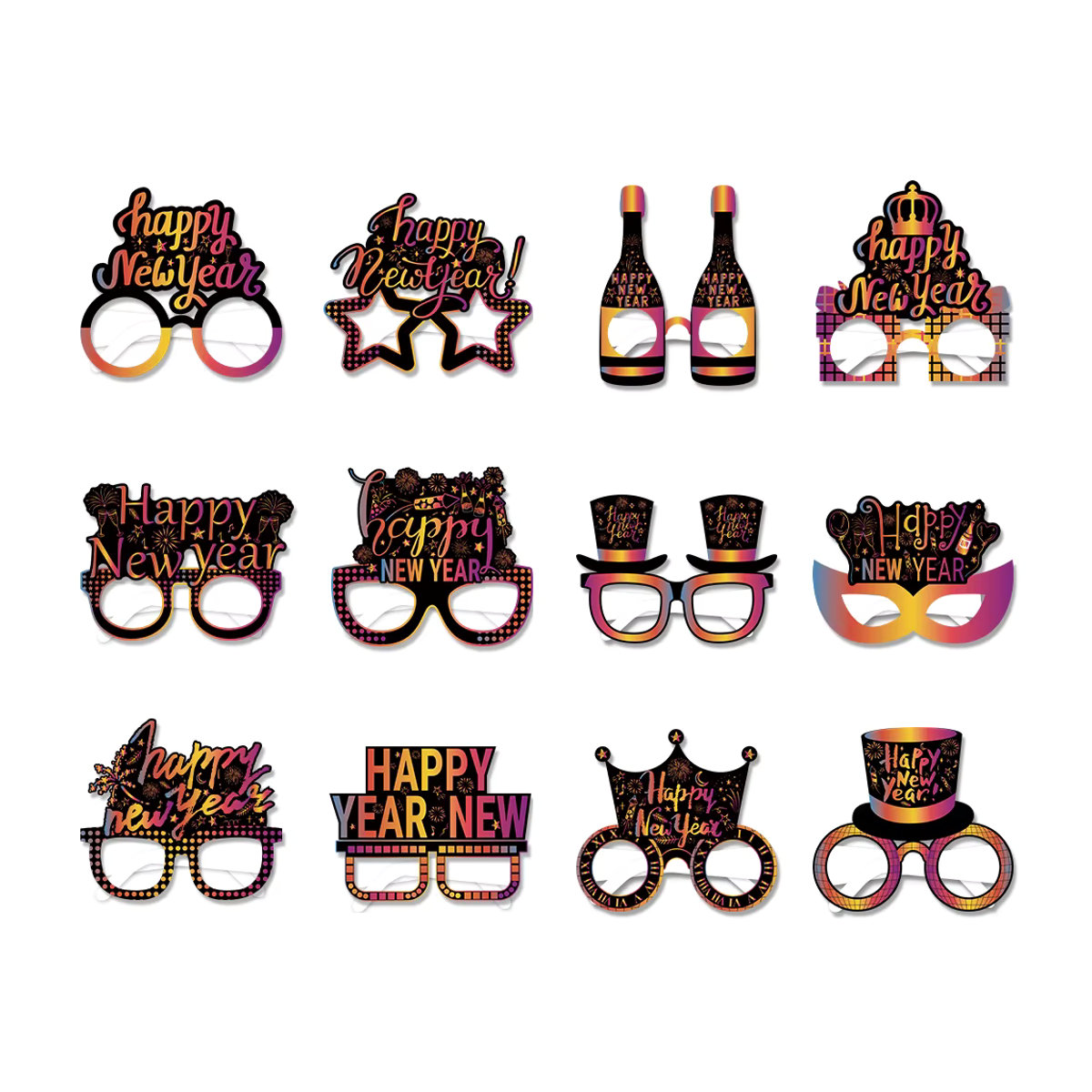 joy-enlife Silvester und Weihnachten Photo Booth Props aus Papier, 6er Set, mehrfarbig - Bild 3