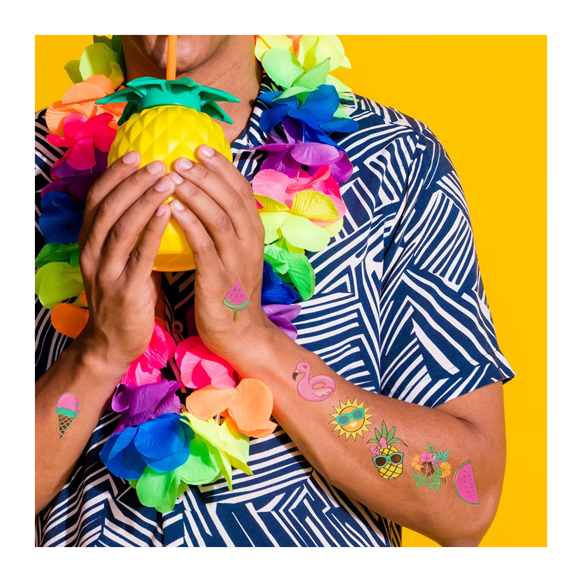 joy-enlife Temporäre Tattoos für Hawaiian Party und Sommer mit Flamingo Motiven in Multicolor - Bild 4