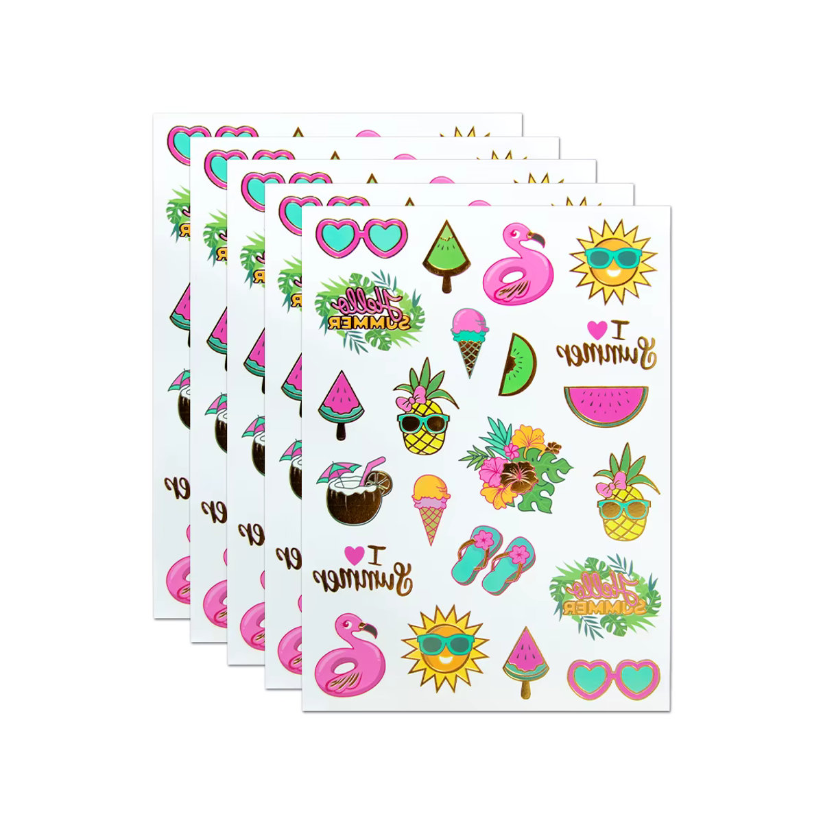 joy-enlife Temporäre Tattoos für Hawaiian Party und Sommer mit Flamingo Motiven in Multicolor - Bild 5