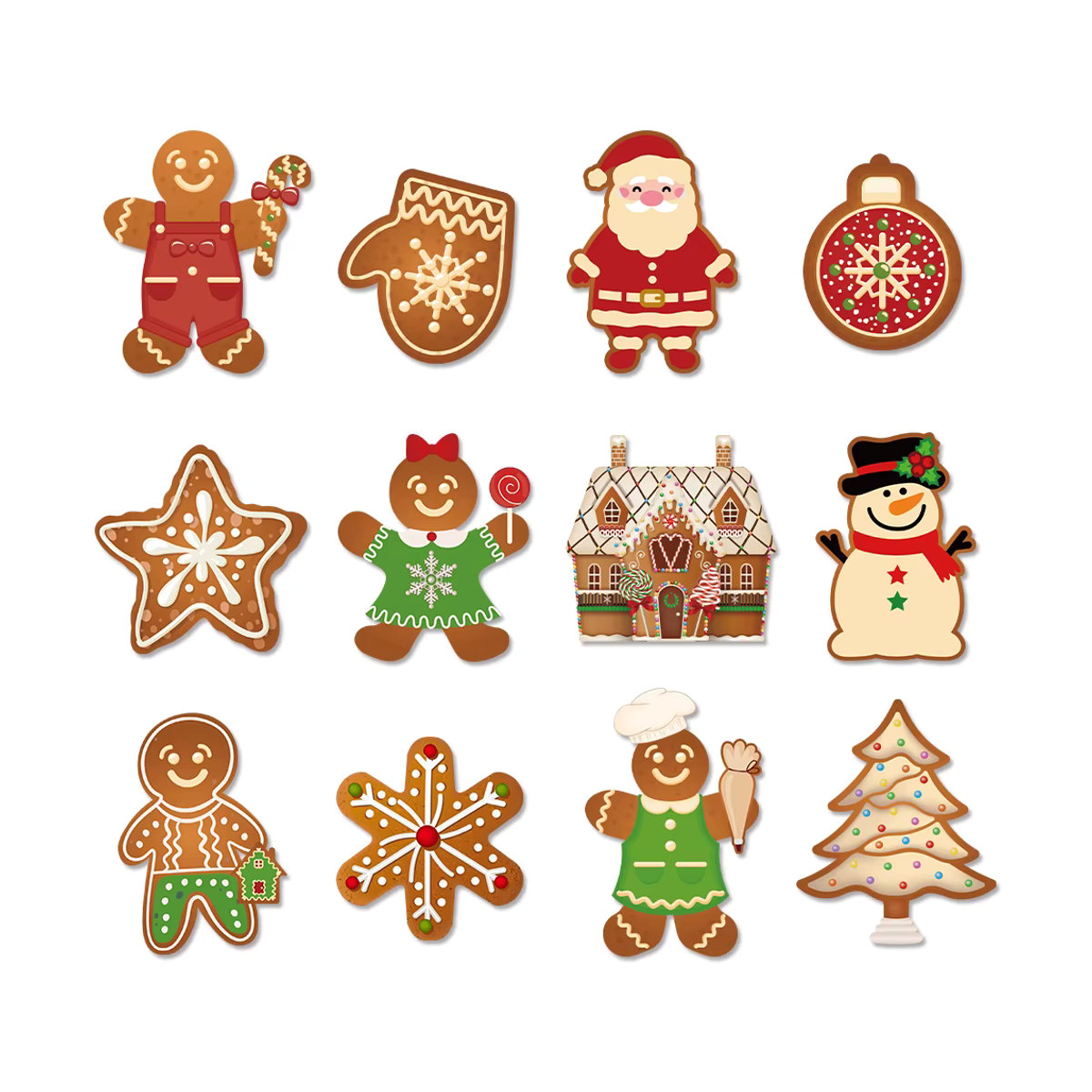joy-enlife Weihnachts-Hängeornamente aus Papier mit Lebkuchen Mann und Weihnachtsmann Motiven, mehrfarbig, 12 Stück - Bild 2