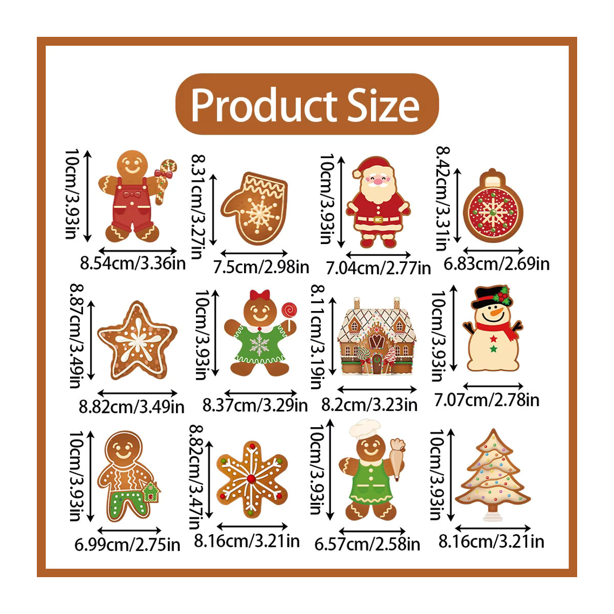 joy-enlife Weihnachts-Hängeornamente aus Papier mit Lebkuchen Mann und Weihnachtsmann Motiven, mehrfarbig, 12 Stück - Bild 6