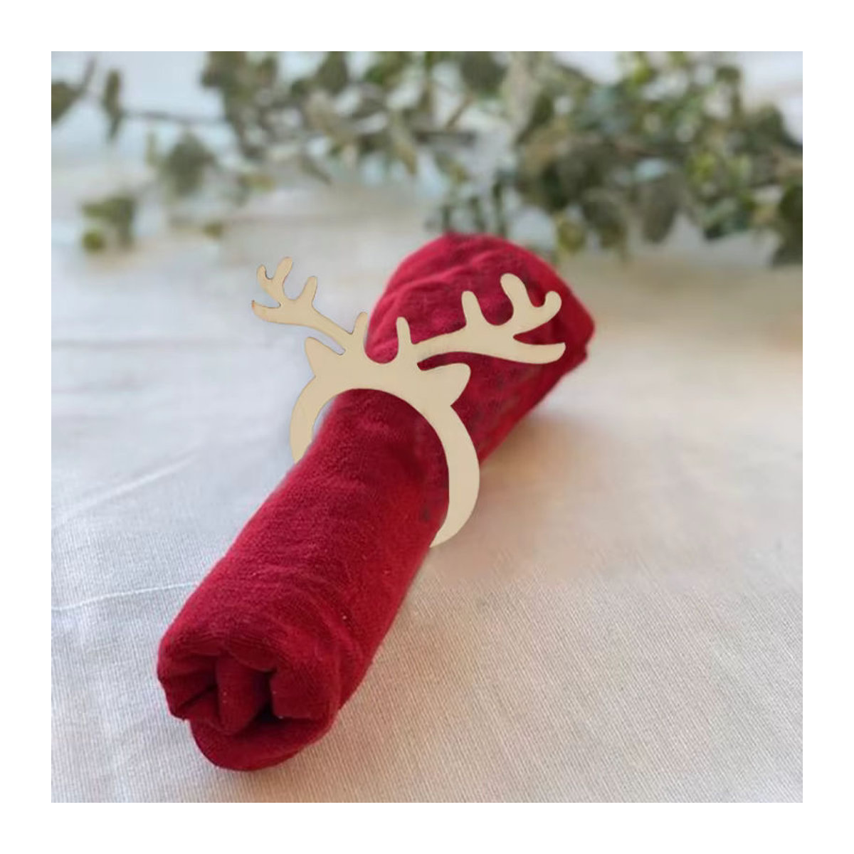 joy-enlife Weihnachts Serviettenringe aus Holz in Rentier-Optik, Set mit 10 Stück, Braun/Beige, Skandinavischer Stil für die Weihnachtsdekoration - Bild 2