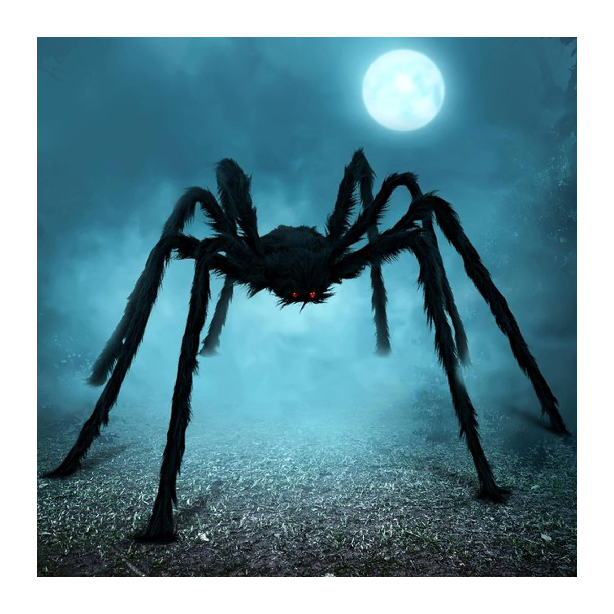 JOYFY Riesige Halloween Spinne als Außen Dekoration in Schwarz aus Plüsch und Eisendraht - Bild 1