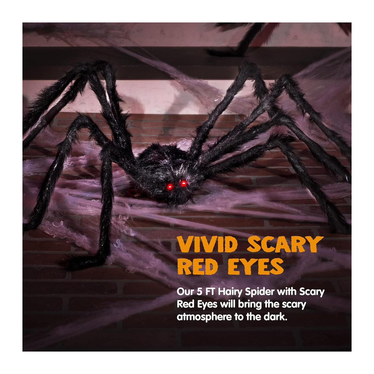 JOYFY Riesige Halloween Spinne als Außen Dekoration in Schwarz aus Plüsch und Eisendraht - Bild 3