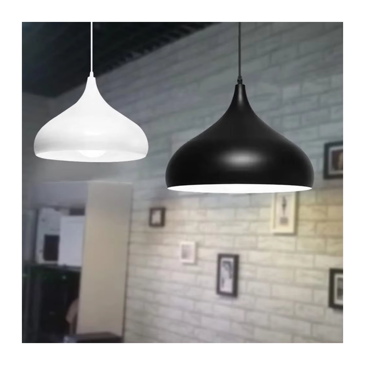 JOYINLED Industrielle Pendelleuchte aus Metall in Schwarz und Silber, Moderne E27 Hängelampe für Restaurant und Dekoration - Bild 2