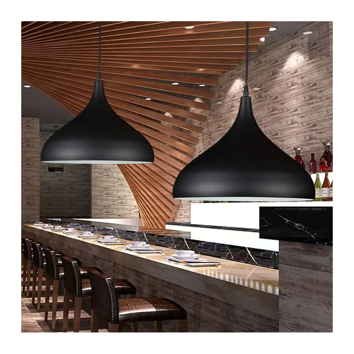 JOYINLED Industrielle Pendelleuchte aus Metall in Schwarz und Silber, Moderne E27 Hängelampe für Restaurant und Dekoration - Bild 3