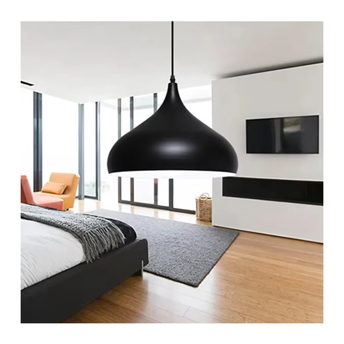 JOYINLED Industrielle Pendelleuchte aus Metall in Schwarz und Silber, Moderne E27 Hängelampe für Restaurant und Dekoration - Bild 4