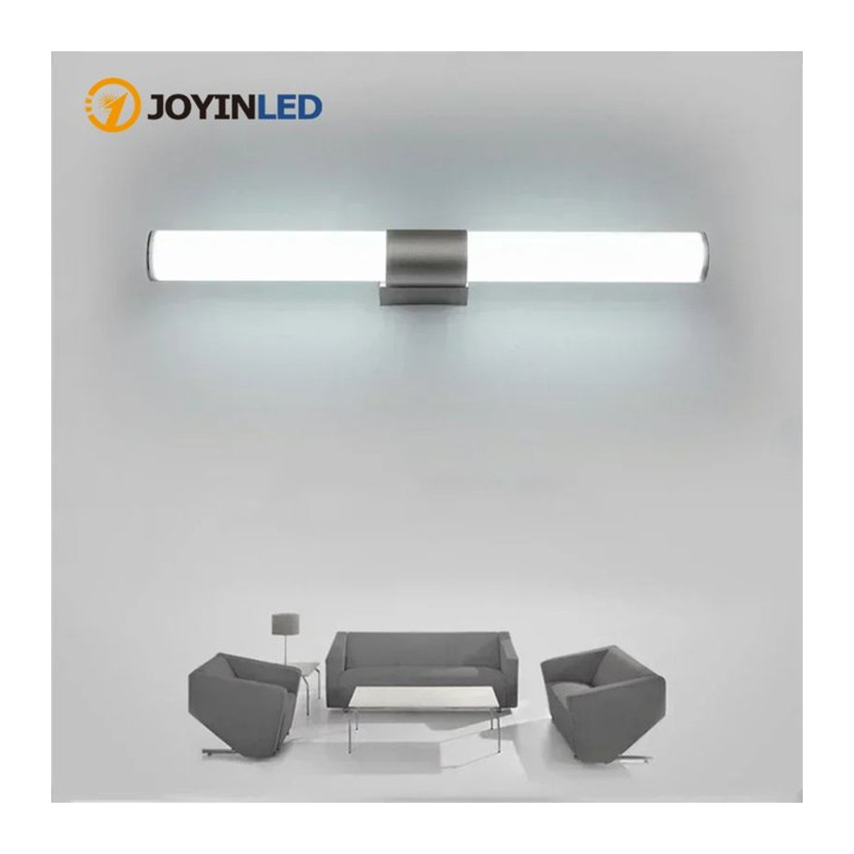 JOYINLED LED Wandleuchte aus Aluminium in Silber für Badezimmer und Ankleidezimmer, minimalistisches Design, 22W - Bild 1