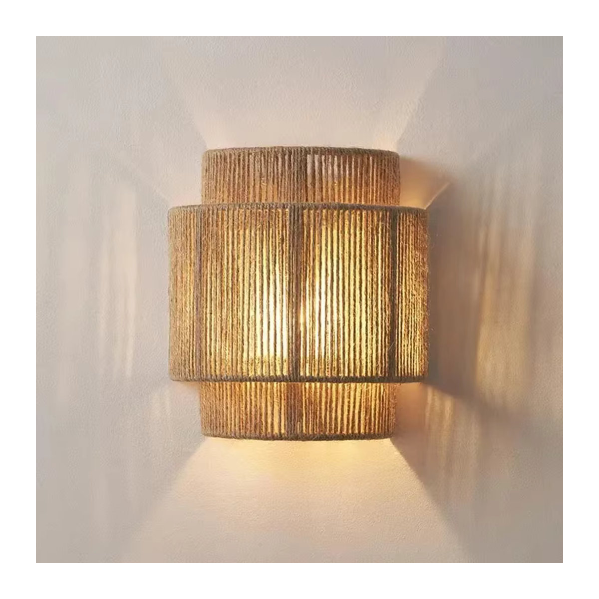 JOYINLED LED Wandleuchte aus Bambus und Hanfseil im Vintage-Stil für Schlafzimmer und Wohnzimmer - Bild 6
