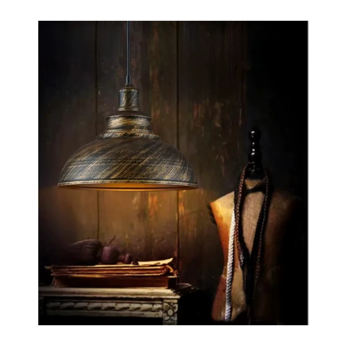 JOYINLED Pendelleuchte aus gehämmertem Metall im Retro-Industrie-Design, Schwarz - Bild 5